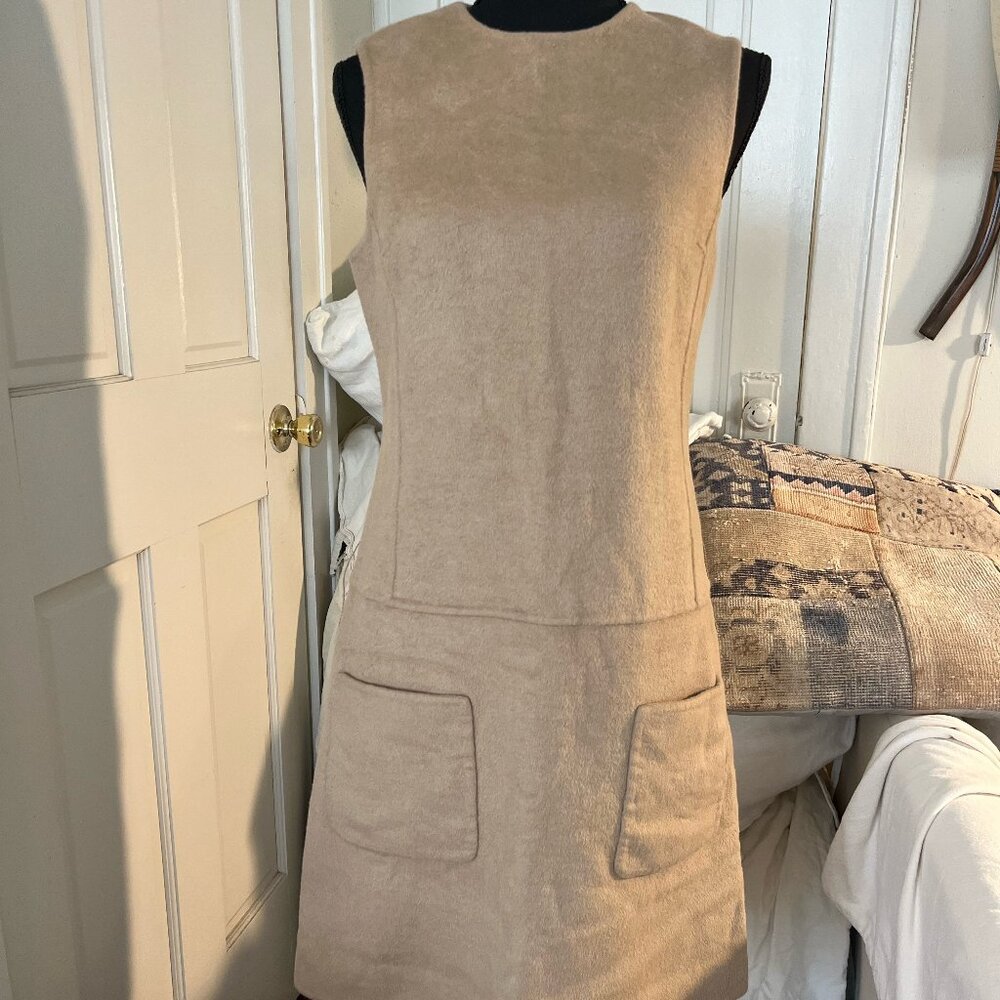 michael kors collection teddy mcm khaki doubleface wool mini midi dress small